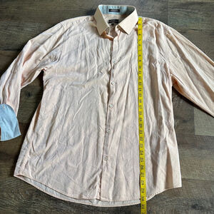 Men's James Tattersall Dress Shirt XL Peach Long Sleeve Button Down Clearance